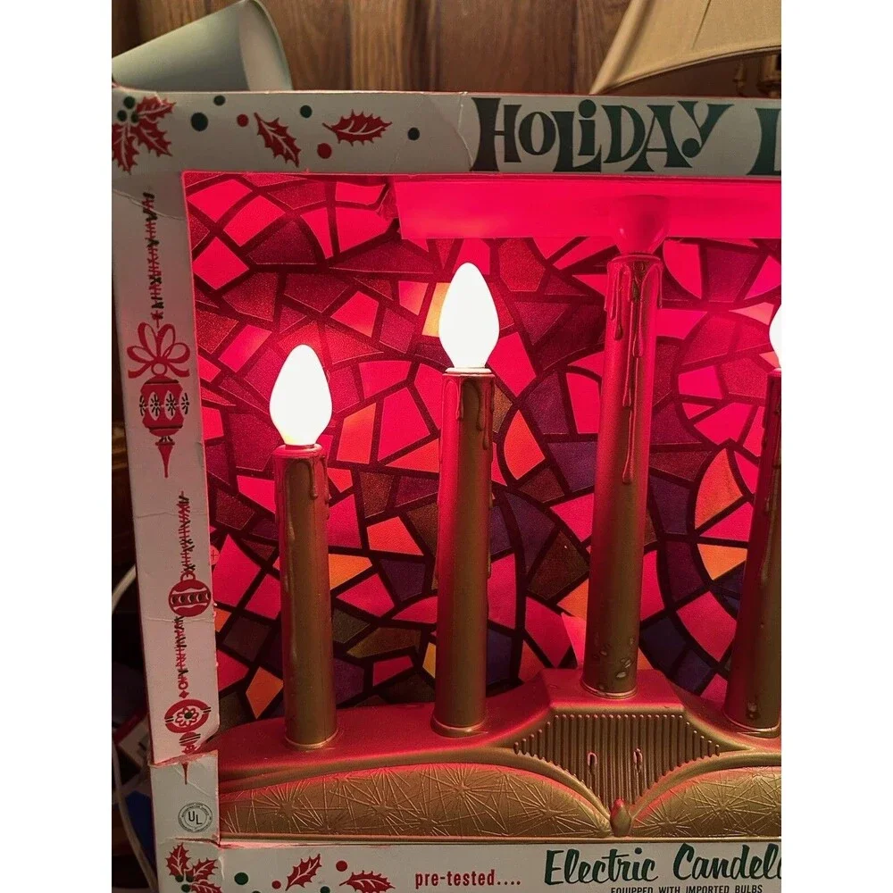 Vintage Holiday Lite Electric Window Candles 5 Lights